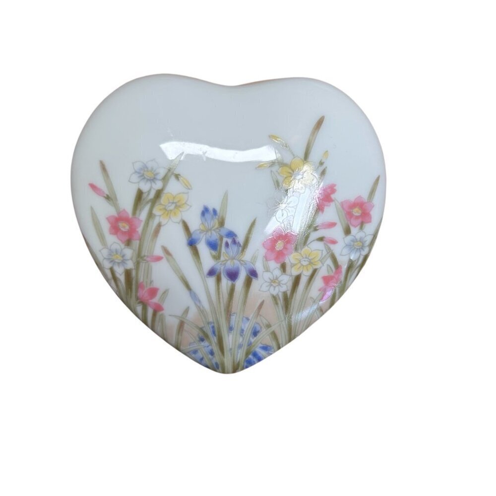 Heart Floral Trinket Ceramic Dish Jewelry Holder Decoration